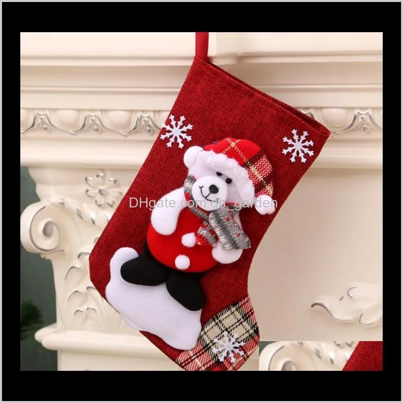 socks new year gifts santa claus candy gift bag christmas stocking kids christmas tree ornaments fireplace decoration sn2053