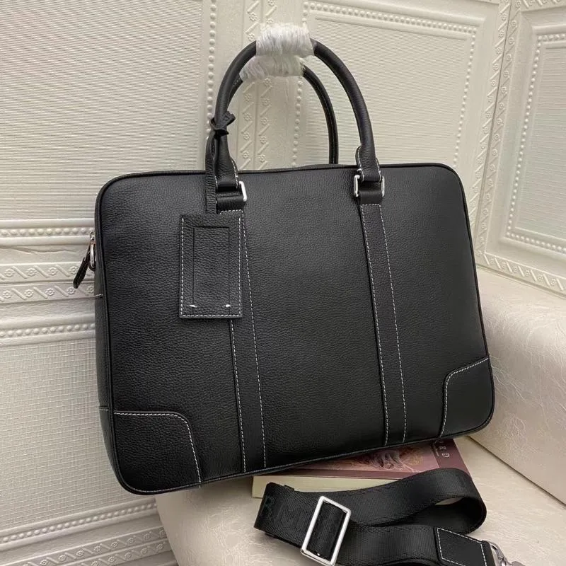 Портфоны мужские черные кожаные бизнес-портфель сумка роскошный модный мешок мешок плечо