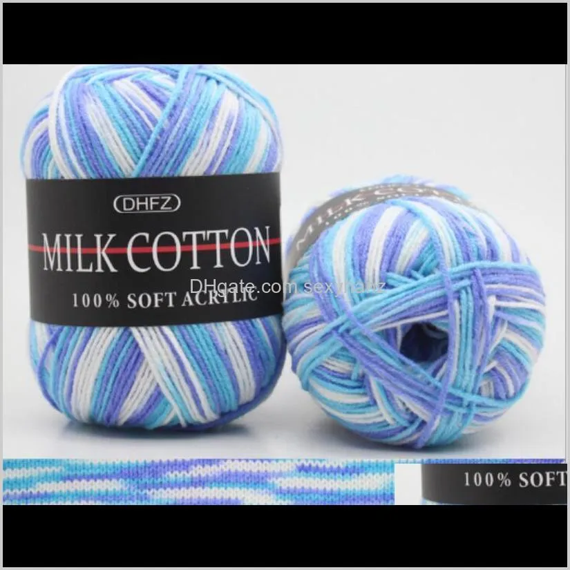 3-strand gradual change section dyed milk cotton wool color pattern medium fine wool crochet yarn hand woven wool wholesale