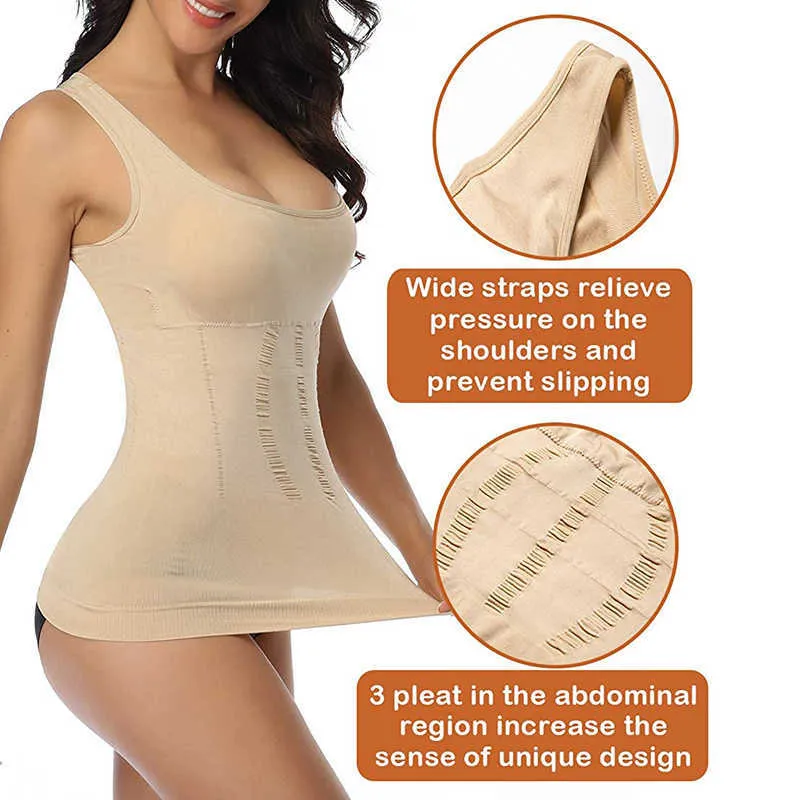 Cheap Women's Shapewear Camisole with Shelf Built in Bra Tummy Control  Extra Compression Body Shaper Weight Loss Tank Tops Slimming Underwear