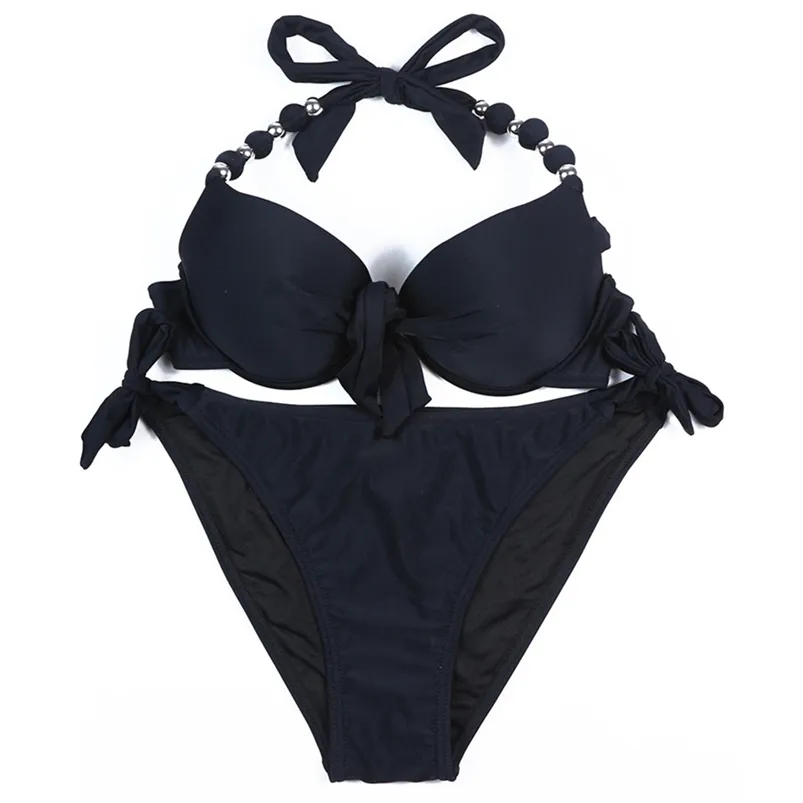 Eonar Traje de baño Mujeres Sólido Brasileño Bikini Set Sexy Push Up Traje de baño Traje de baño Ropa de playa Tallas grandes XXL 210629