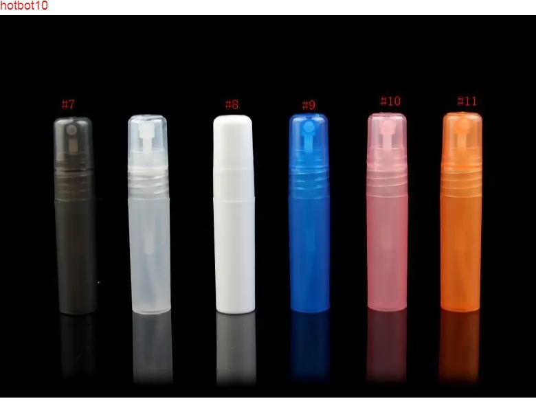 1500pcs 5ml small empty spray bottle Plastic Perfume sample pen atomizer 10 color assorted SN073goods