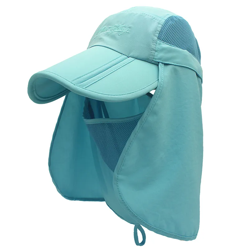 Wide Brim Sun Hat Multifunctional UPF 50 Protection Bucket Neck & Face Flap Cover Summer Travel Beach parent-child Hats