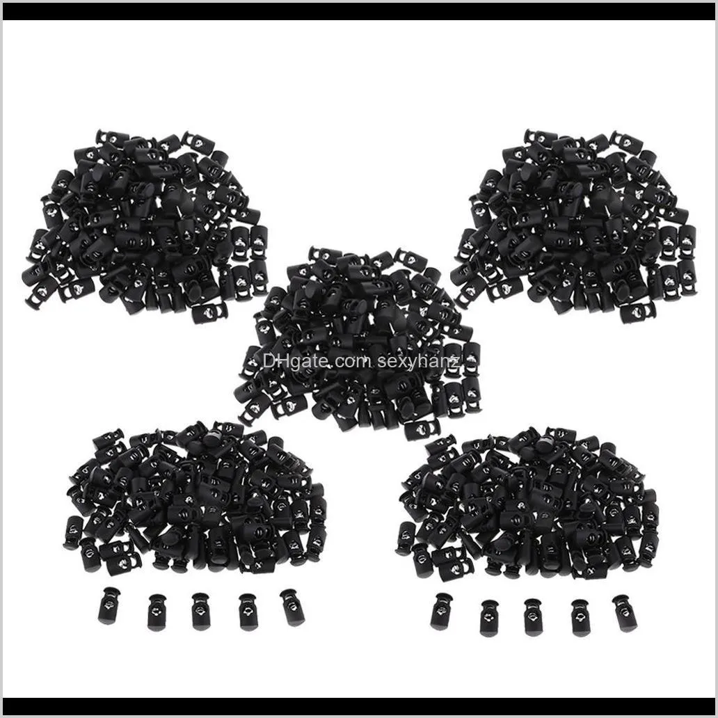 500pcs plastic toggle spring clasp stop single hole string cord locks