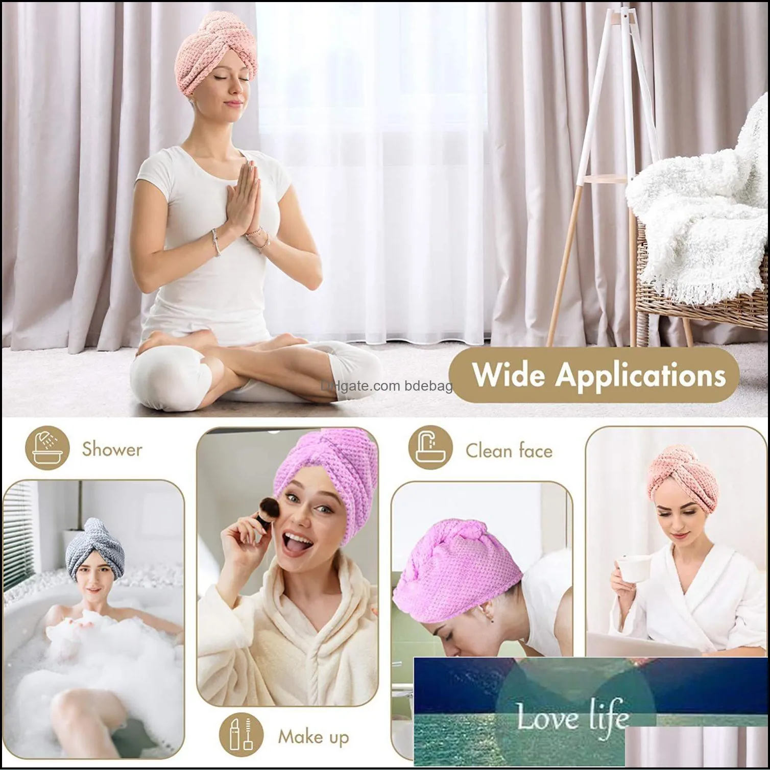 Towel Microfiber Hair Towels Wrap for Women Curly Spa Turban Rapid Drying Bath Shower Cap Quick Dry Head