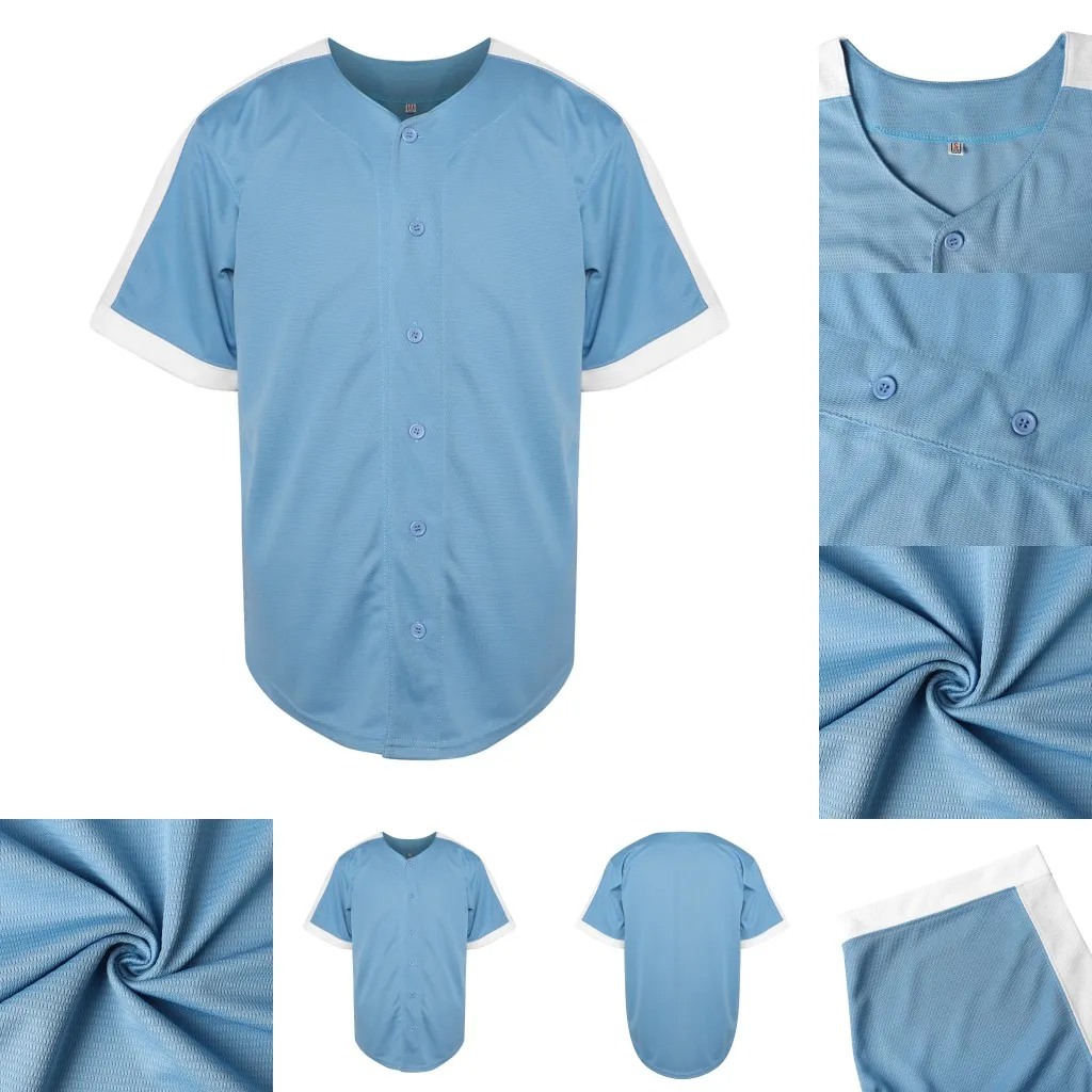 Blank Sky Blue Baseball Jersey 2021-22 Full broderi Hög kvalitet Anpassad Ditt namn Ditt nummer S-XXXL