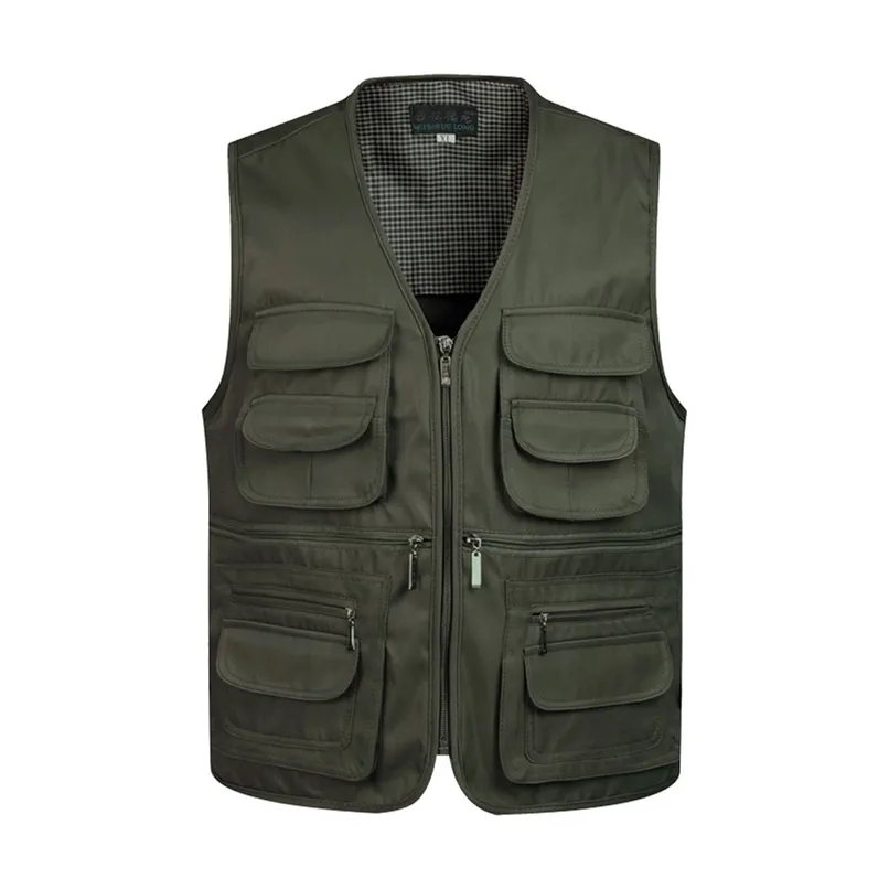 Men Multi-Pocket Classic Waistcoat Male Sleeveless Unloading Solid Coat Work Vest Pographer Tactical Mesh Jacket 210923