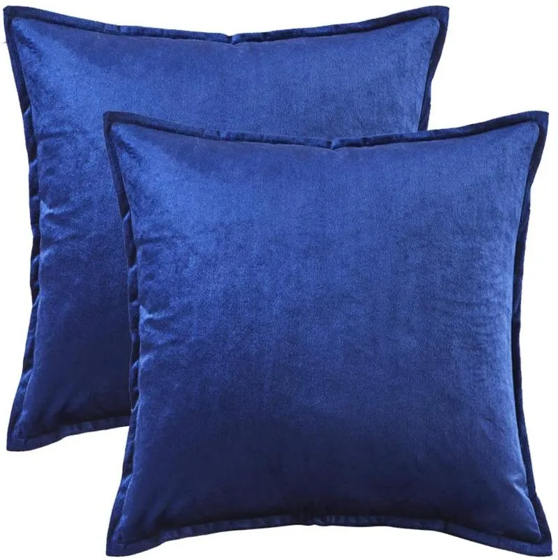 Housses de coussin bleu solide moderne pour canapé lit coussin 45x45 taies d'oreiller carrées en velours doré de luxe 50x50 coussin/décoratif