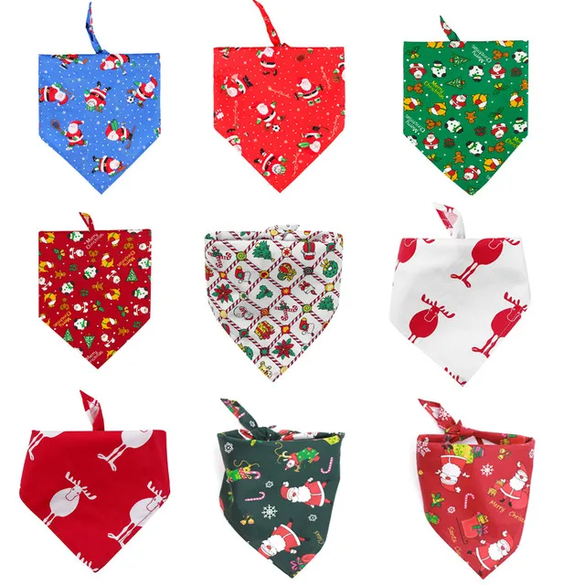 12 Färg Partihandel Hundar Bandana Dog Apparel Triangle Scarf Bibs Kerchief med nyårsstilar för jul Pet Costume Tillbehör Dekoration A141