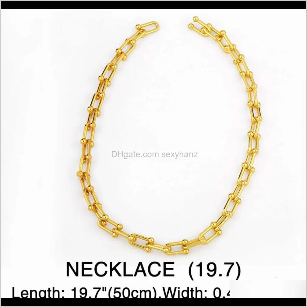 pendants ins net red cool wind thick female minority gold u-shaped lock necklace clavicle chain nkr67