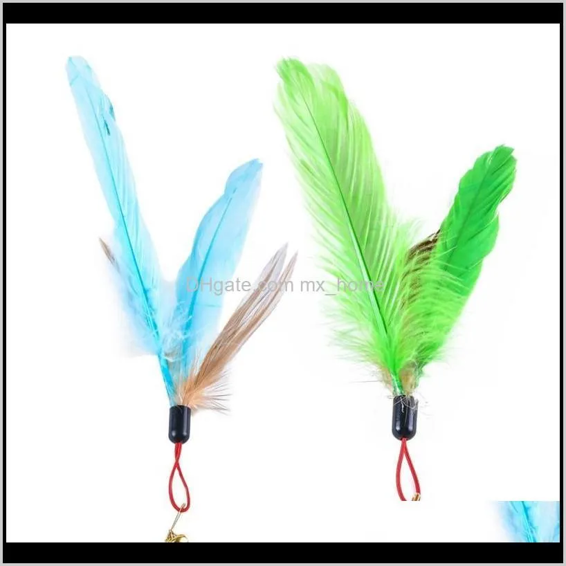 5pcs cat teaser replacement feathers with bell for interactive kitten toy wand refills