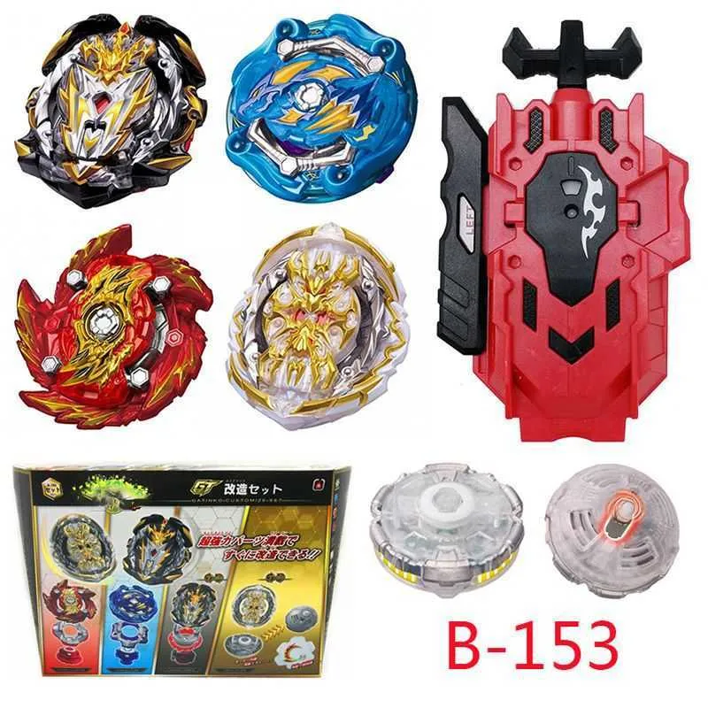 Burst GT B153 Explosive Gyro 4-in-1 Set Remodeling Customize Set Gyroscope with Launcher Spinning Tops Toys for Children Boys X0528