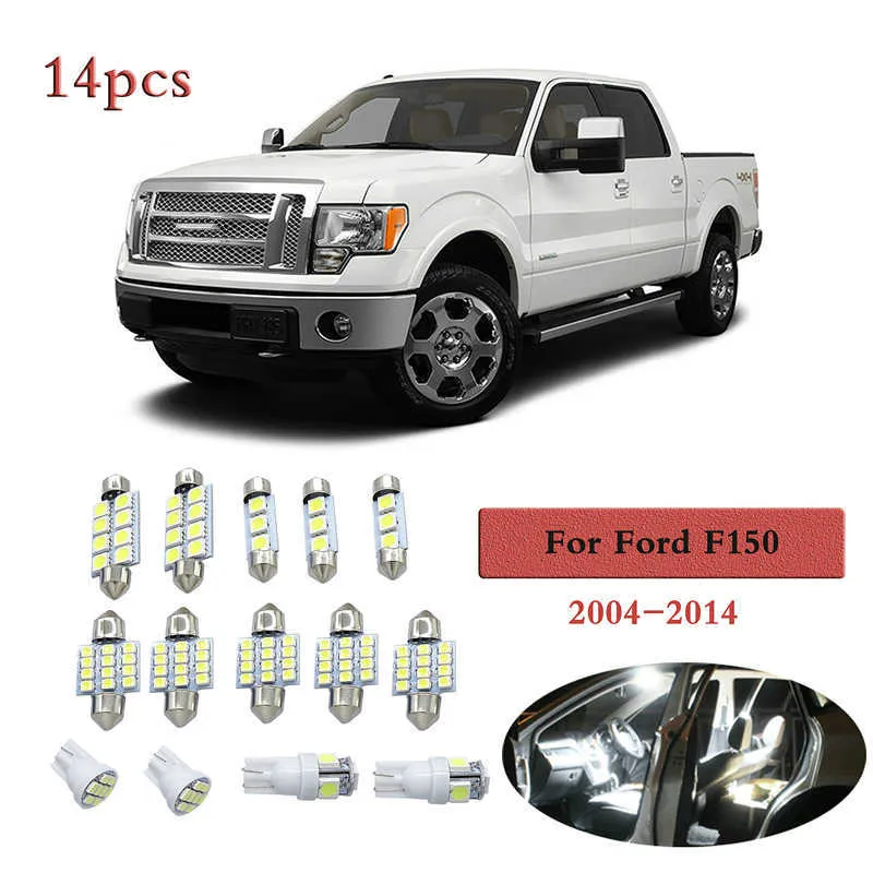 14 pcs led interiores cúpula luzes lâmpada de lâmpada de carro interior luz luz cúpula lâmpada lâmpada luz para ford f-150 2004-2014