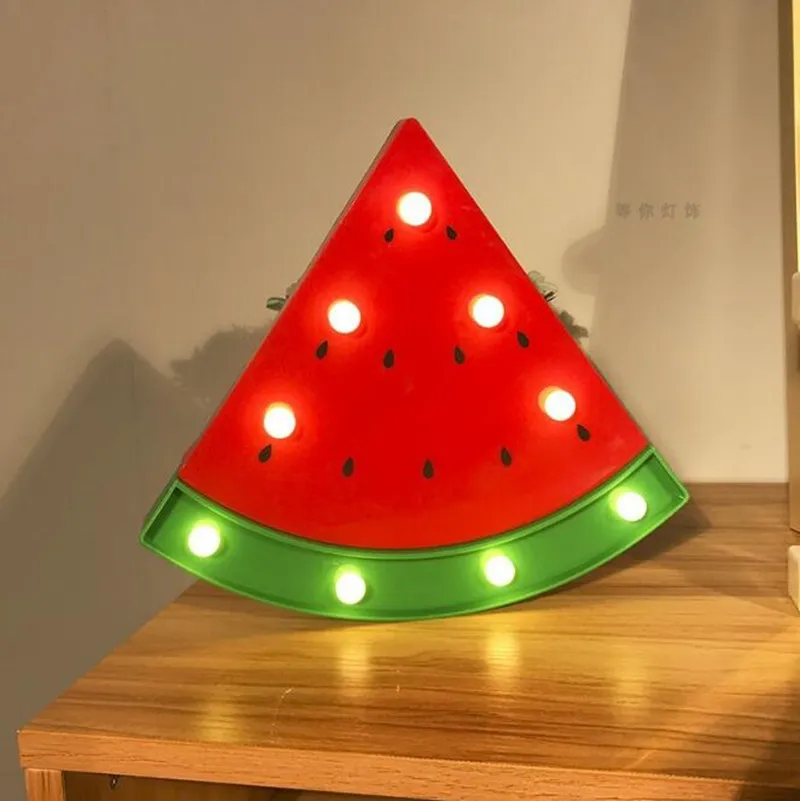 Night Light Watermelon Wall Lamps LED Nights Lights For Kids Rooms Battery Power Night, Table Plastic Lamp Party Decoration Lighting