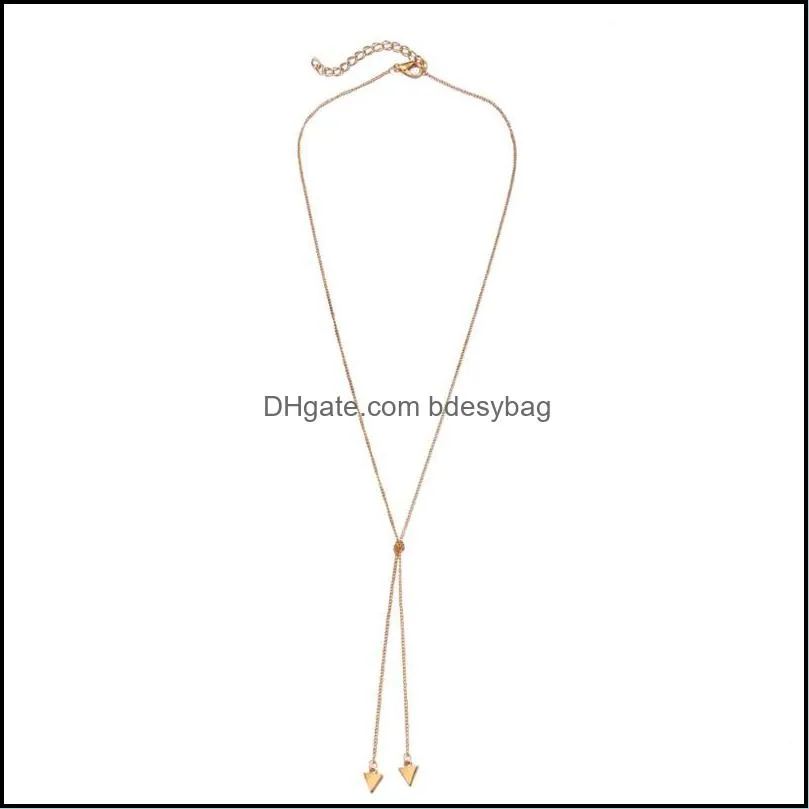 Chains Fashion Triangle Long Tassel Pendant Gold Silver Color Necklace Romantic Lady Valentines Day Jewelry Gift Women