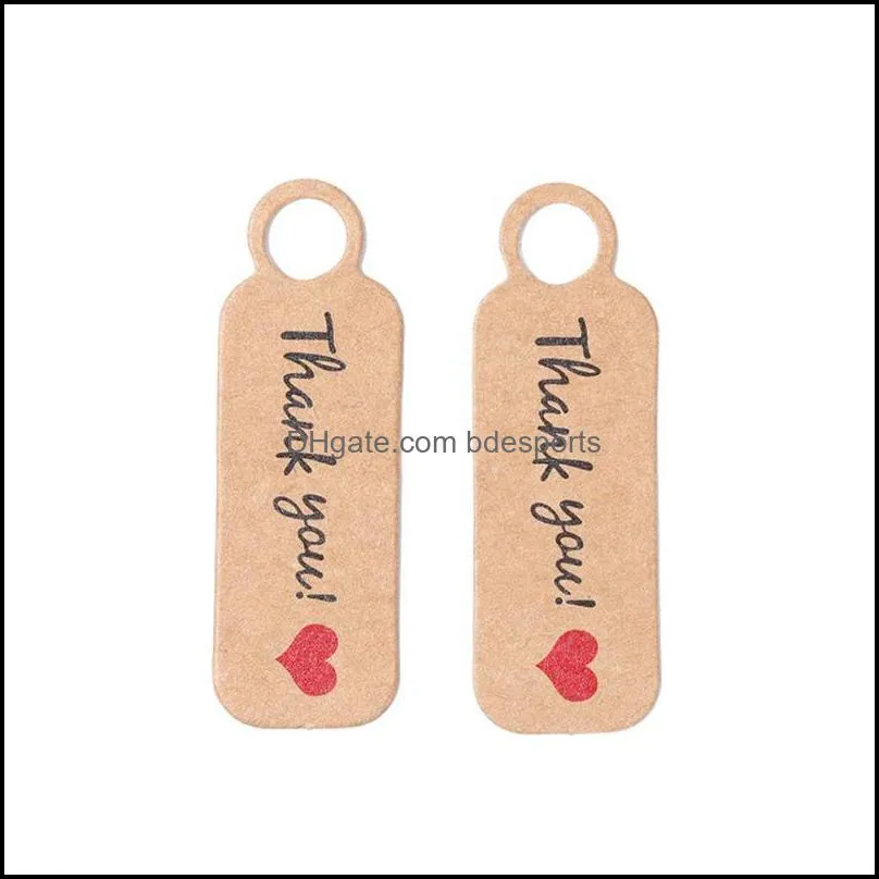 Gift Wrap 100PCS Thank You Handmade With Love Hanging Tag Brown Kraft Paper Card Blank Price Label String Party Ornament