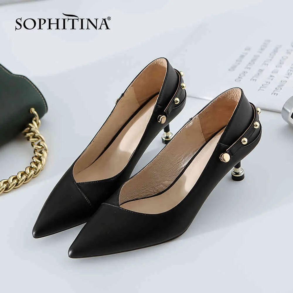 SOPHITINA escarpins femme bout pointu peu profond en cuir véritable haut talon fin Offcie dentelle chaussure Style concis chaussure PO1025 210513