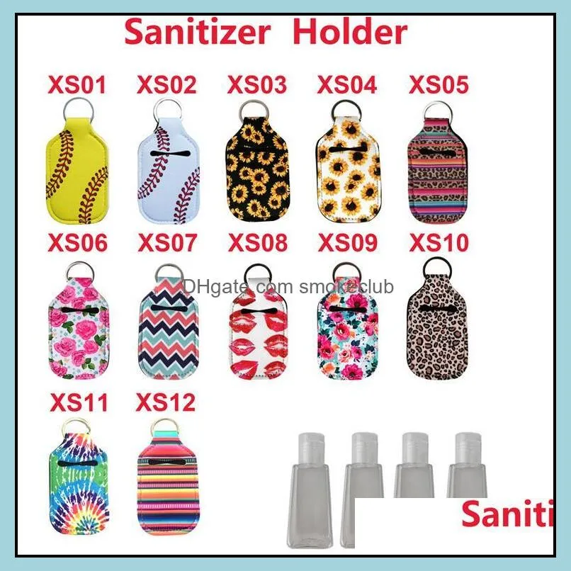 Neoprene Keychain for for 30ml Hand Sanitizer Mini Bottle Cover White Color Rectangle Shape Chapstick Holder Free ship