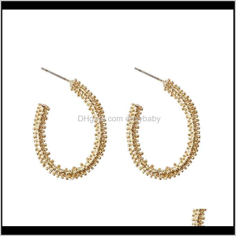 Dangle & Chandelier Drop Delivery 2021 Trendy Korean Unique Design Gold Color Oval Hoop Simple Charm Open Circle Earrings For Women Fashion J