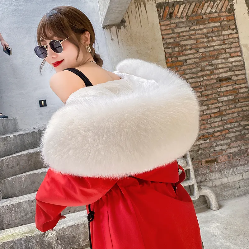 OFTBUY] リアルファーコート防水冬ジャケット女性ロングパーカー天然 