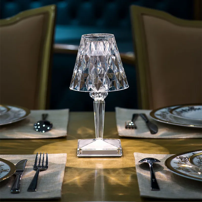 16 pièces décor de fête LED diamant cristal lampe de Table USB charge capteur tactile Restaurant Bar décoration veilleuse cadeaux de vacances