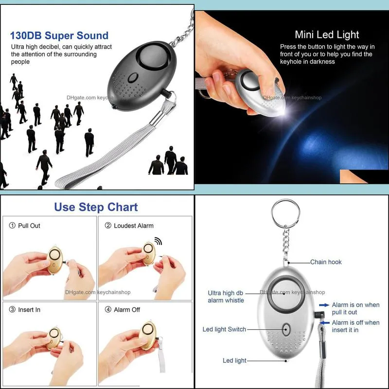 2021 130db sound Loud Egg keychain Shape Self Defense personal Alarm Girl Women Security Protect Alert Personal Safety Scream Keychain