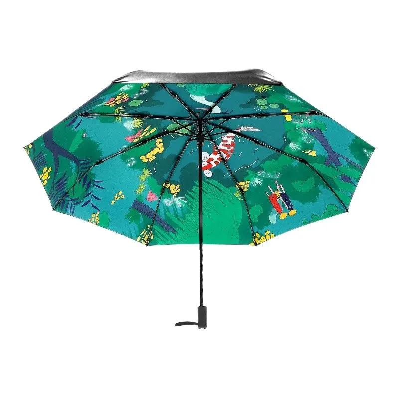 Top qualité parapluie hommes pluie femme coupe-vent paraguay impression 3D ensoleillé Anti-soleil 3 parapluies pliants extérieur Parapluie