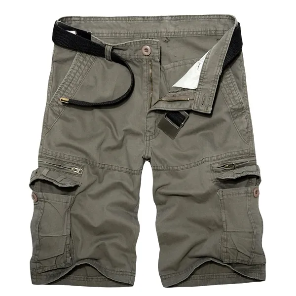 2021 Herr Military Cargo Shorts Sommar armégröna bomullsshorts herr Lösa flerficksshorts Homme Casual Bermuda byxor X0601