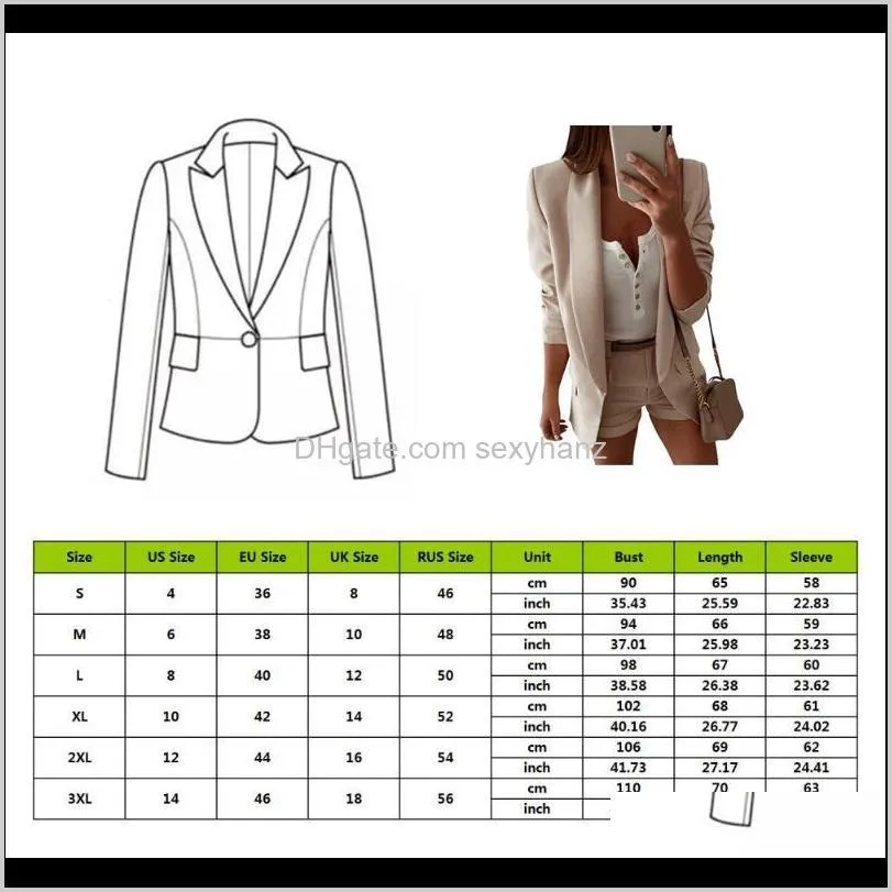 autumn jacket women solid lapel slim blazer jacket ladies business office coat double pocket cardigan small suit outerwear tops zzpc#