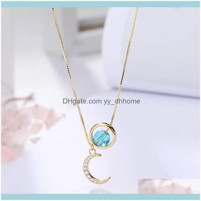 Pendant Necklaces PJX Unicon Shape Necklace Moonstone Crystal Choker Simple Style Schoolgirl Crescent Accessory XL-TJL-001