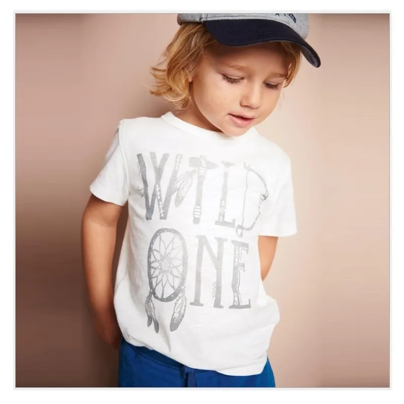 Wild One Baby Boy Kläder T-shirts Kortärmad Mode Girls Jumpers Outfits Summer Barn Toppar Barnskjorta 100% Bomull 210413