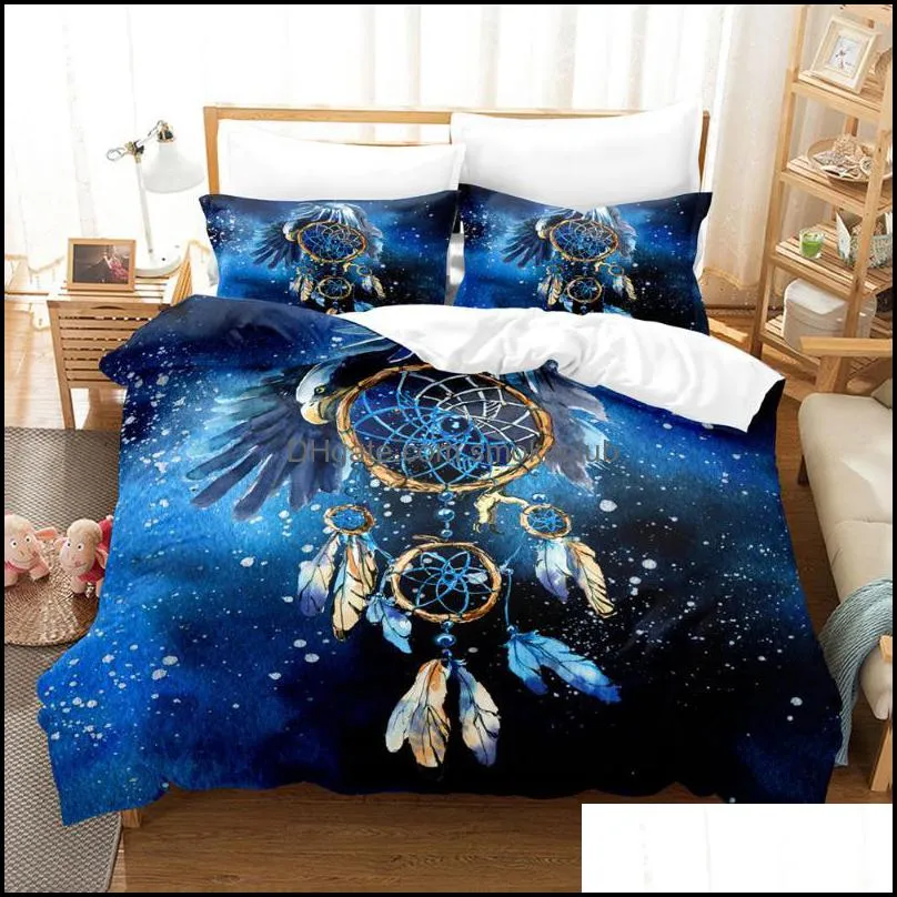 Bedding Sets Dream Catcher Feather Wind Chime Set Single Twin Full Queen King Size Children`s Kid Bedroom Duvetcover 4