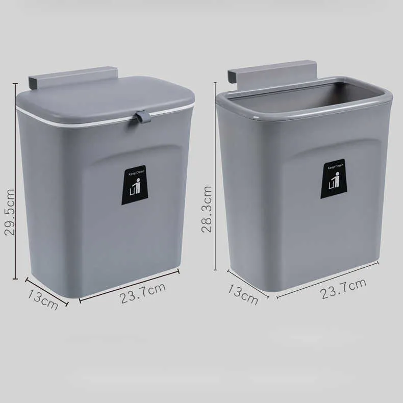 ELPHECO Cubo de basura para cocina, 9.5 litros con tapa, puerta de armario  de cocina debajo del fregadero, cubo de basura de plástico para compost