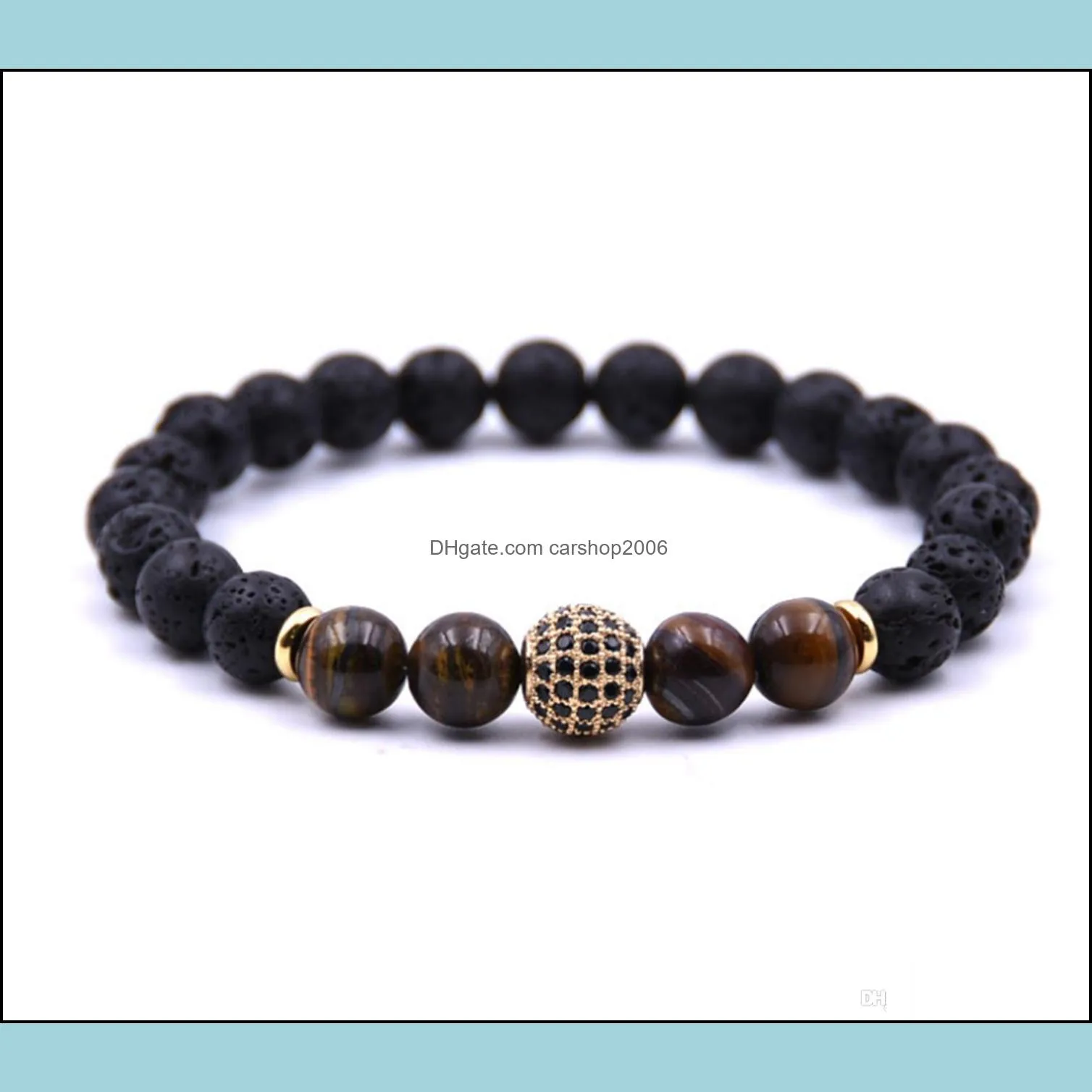 Micro-inlaid zircon beads beads men and women aura cure bracelet essential oil diffusion yoga bracelet