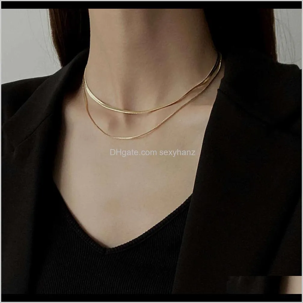 double layer hip hop jumper necklace women`s trendy net red temperament pendant long versatile simple clavicle chain