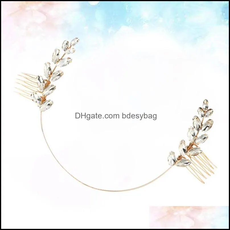 Other Bridal Olive Branch Sides Hair Combs Rhinestone Leaves Headpiece Accessories For Wemen Girls