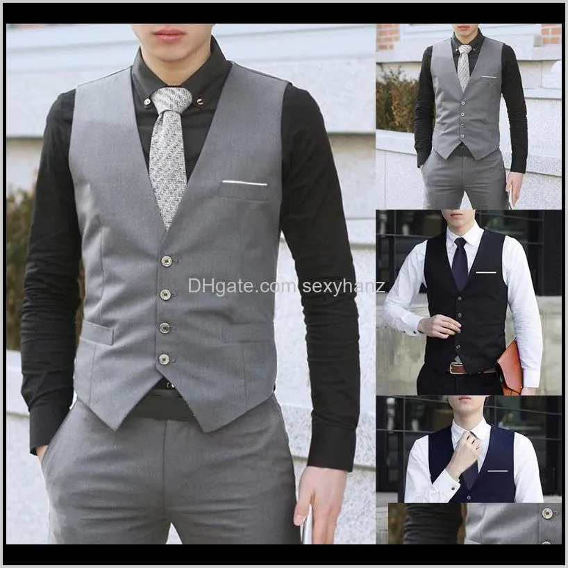 men`s formal classic business waistcoat slim fit tuxedo casual gilet new business v-neck suit vest for men