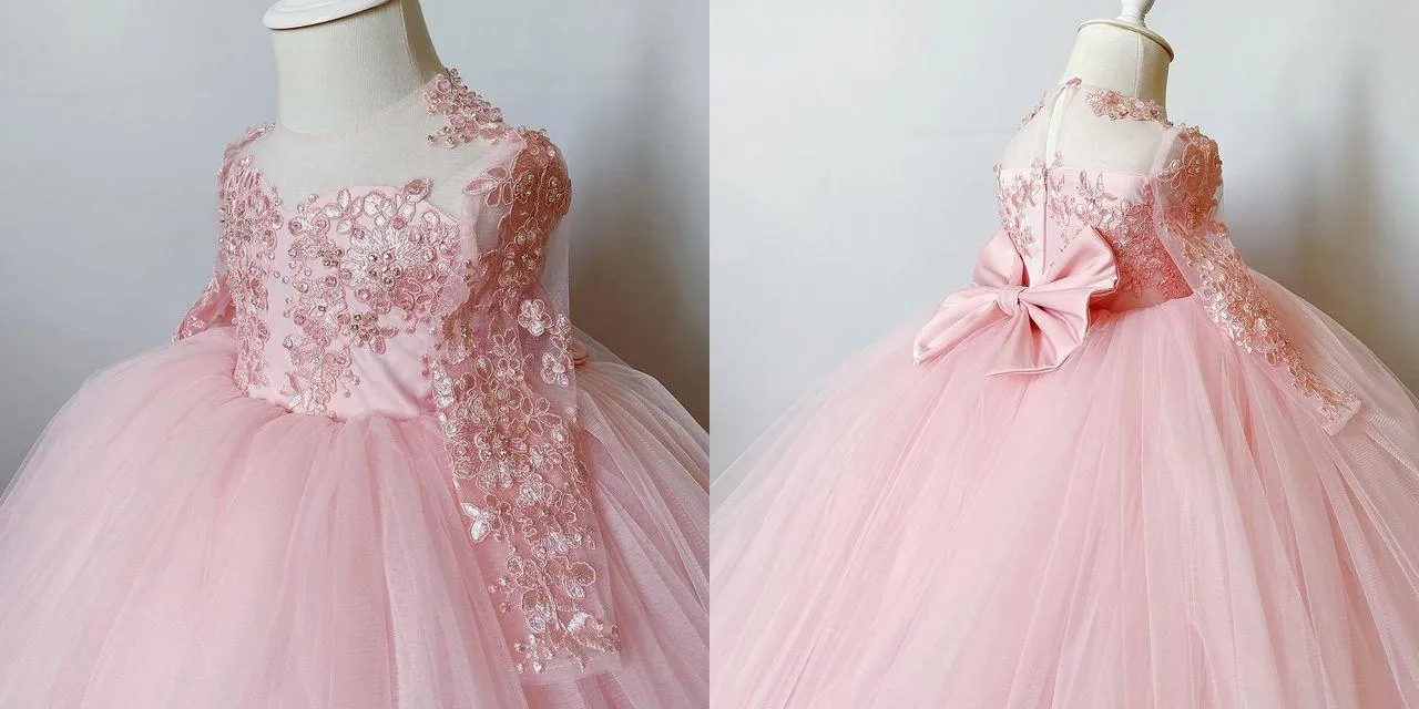 Popular Organza Jewel Neckline Ball Gown Flower Girl Dresses With Beads