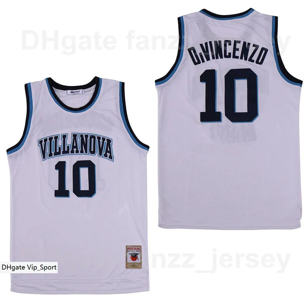 남성 Villanova Wildcats College 10 Donte Divincenzo Jersey 영화 농구 대학 힙합 팀 컬러 블루 스포츠 팬들을위한 팬들이 통기성 힙합 순수 코튼 셔츠