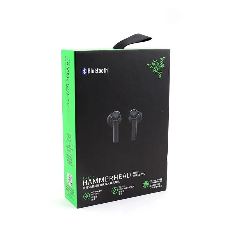 Razer Hammerhead True Wireless Headphones TWS Bluetooth 5.0 Högkvalitativ ljud Gaming Headset TWS Sporthörlurar för spel Ultra-låg latensanslutning