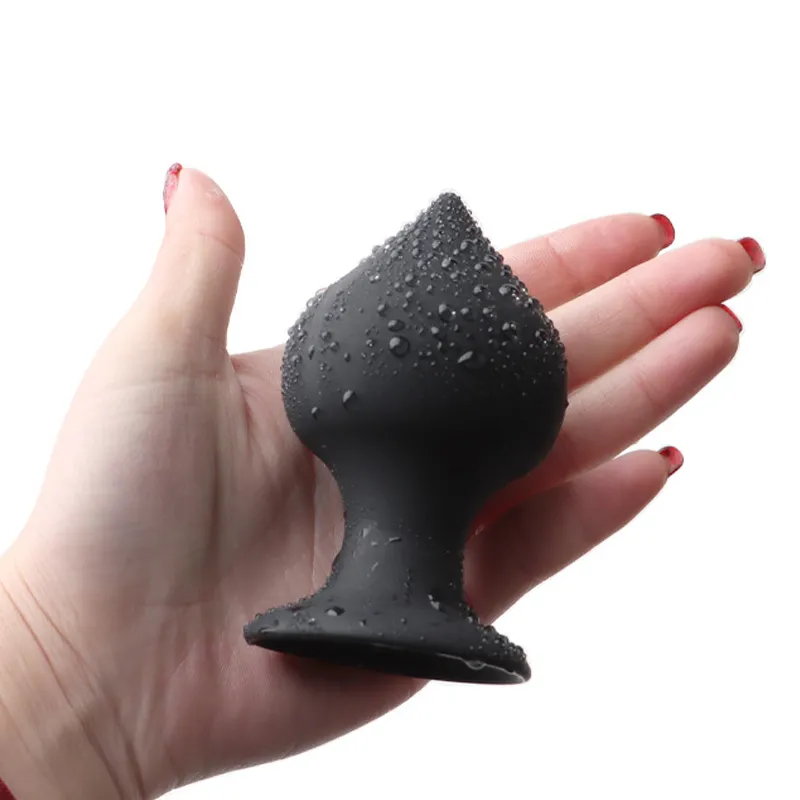 squeezable silicone anal plug Anal Sex Squeeze-It Deep Butt Plug Flared Black Silicone Dildo Ass  Squeezable US main image 1