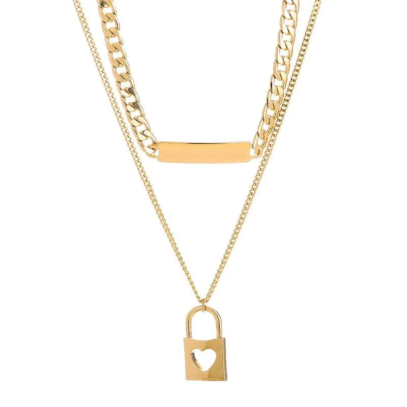 Pendant Necklaces POTCET Korea 2021 Fashion Trend Women's Lock Necklace Clavicle Chain Geometric Simple Retro Jewelry