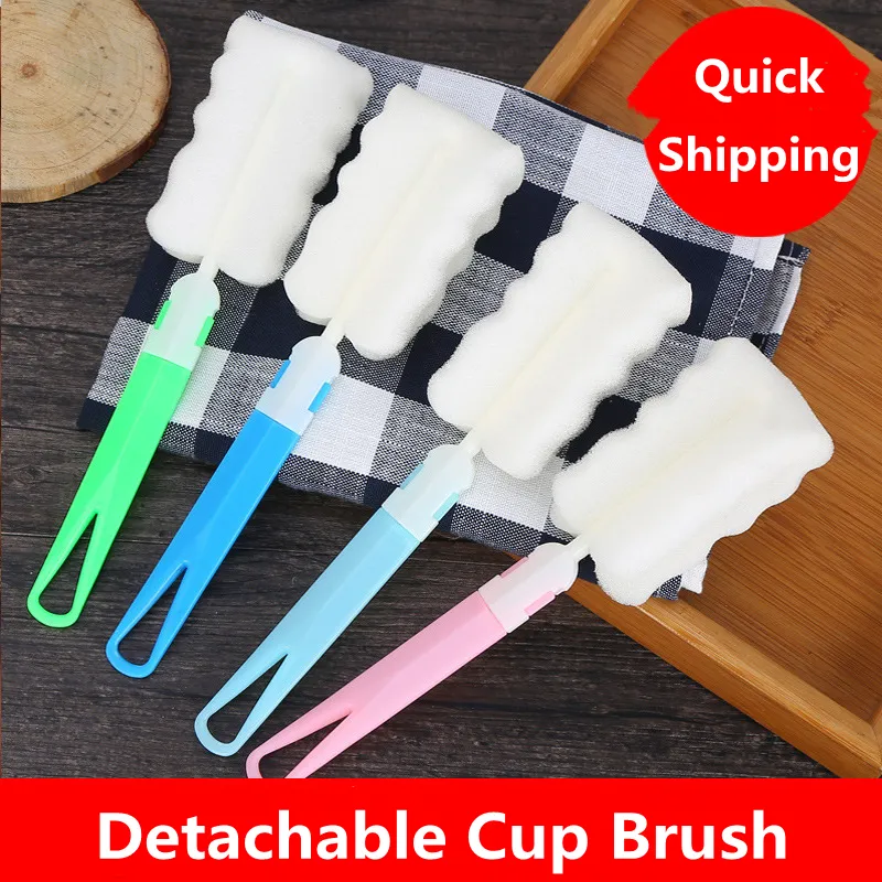 Kitchen Tools Detachable Sponge Bottle Cleaning Brush Long Handle Plastic PP Tea Cups Milk Mug Cleaner Soft Removable Tumbler Scrub Washing Brushes