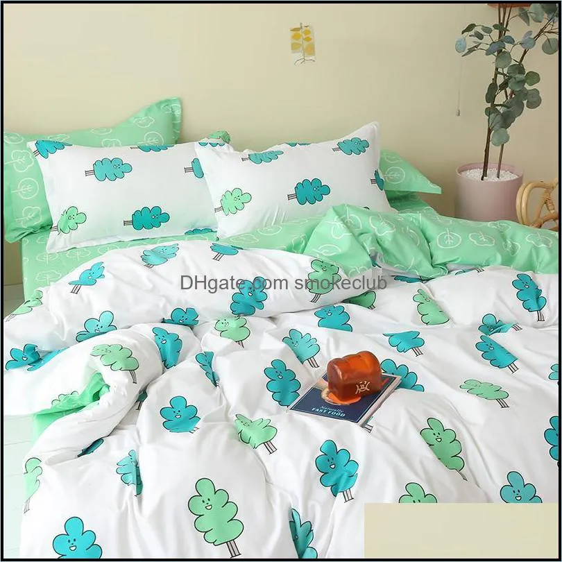 Bedding Sets Tree Set Cartoon White Quilt Cover Pillowcase Warm Soft Bed Twin Full Queen King Duvet Girls Bedclothes