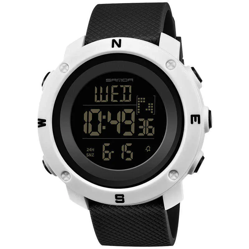 Sanda Marka Kobiety Mężczyźni Dwa Rozmiar Zegarki Wrist PU Military Stopwatch Data Tygodnia Zegar Wodoodporny Digital Led Watch Relojes G1022