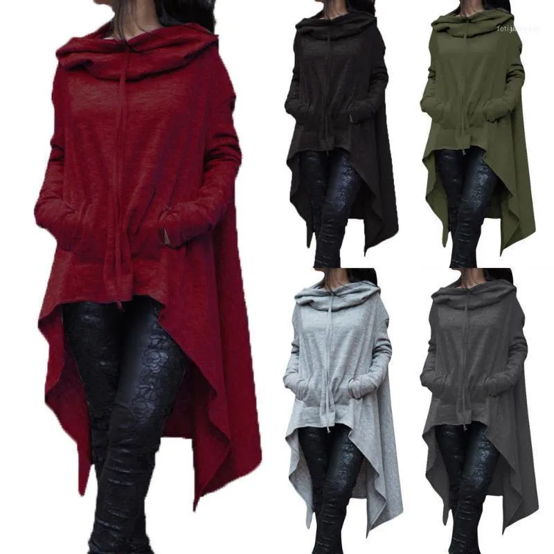 Kvinna Coat Long Hoodie Fleece Loose Tunic Top Womens Pullover Hooded Sweatshirt Oversized1