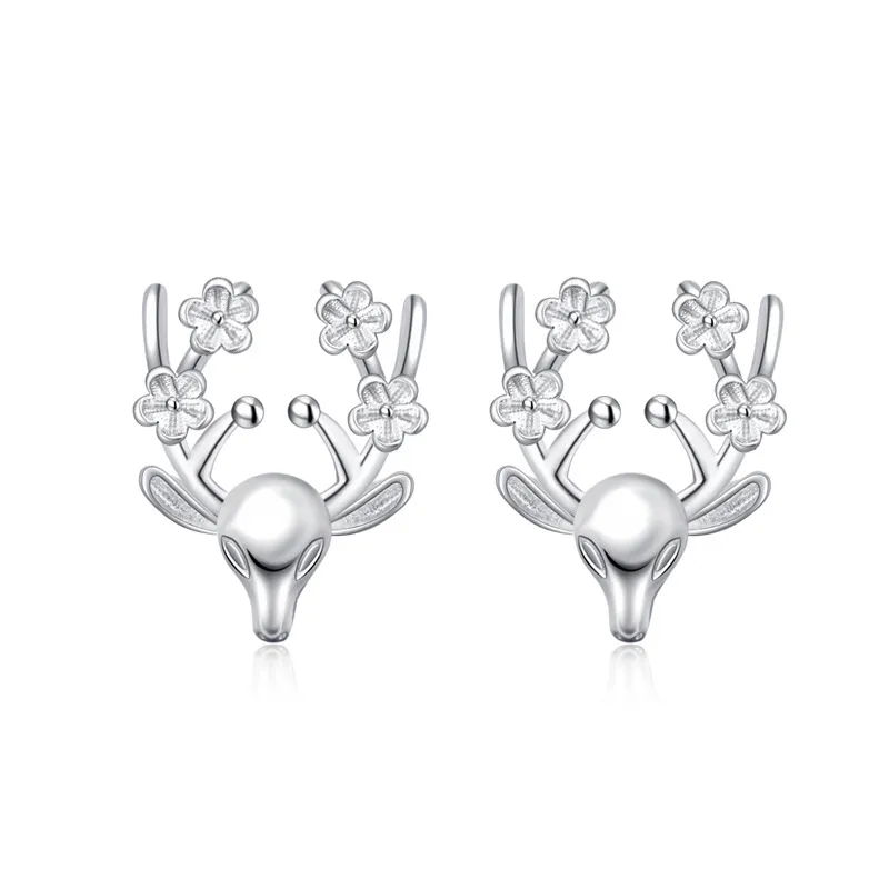 Boucles d'oreilles à tige en forme de cerf Sika, boucles d'oreilles tête d'élan de noël fauve