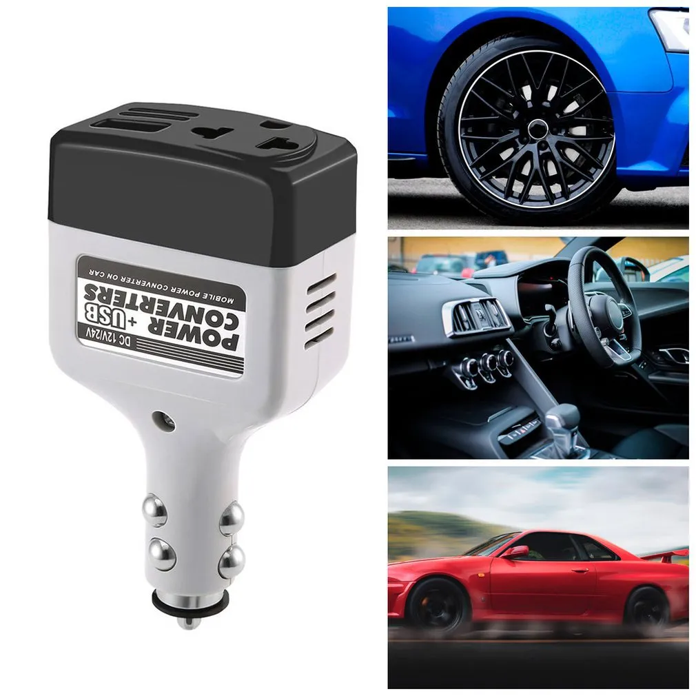 Universal 2 IN 1 Car Charger DC 12/24V to AC 220V/USB 6V Power Inverter Adapter Mobile With USB Socket for All Phone Inverter 12V