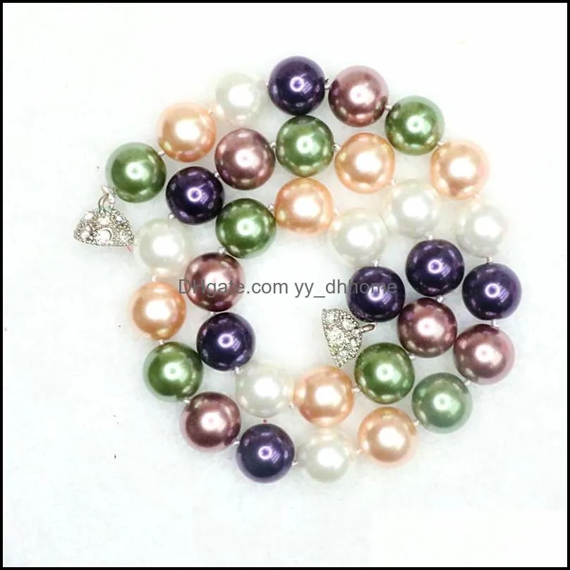 Earrings & Necklace Glittering Multicolor Color Pearls Jewelry 8mm Diy Making Beads Glass Shell Pearl Earring For Women 18inch H85