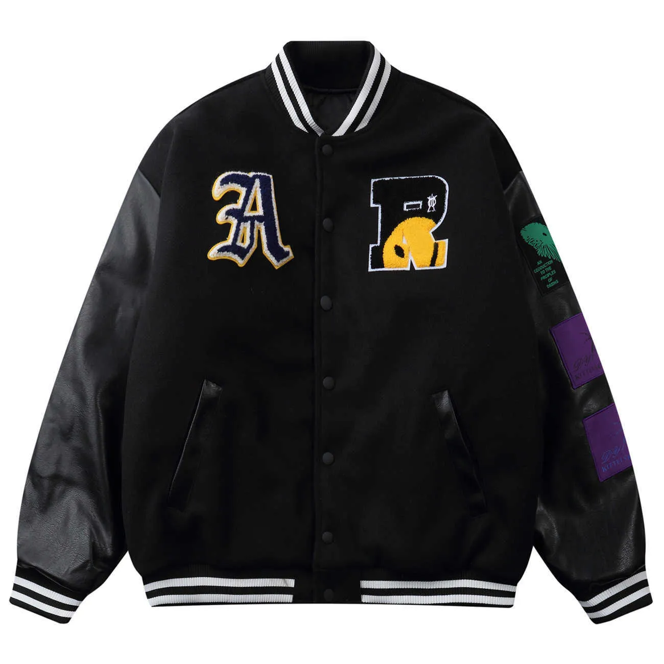 LACIBLE Hip Hop Baseball Vestes Manteaux Varsity Veste Hommes Streetwear Brodé Lettres Bomber Veste Harajuku Lâche Unisexe 211009